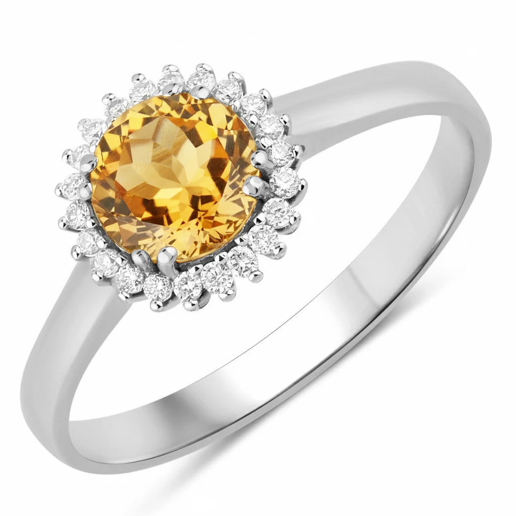 Sunburst Round Cut Diamond Accent Ring