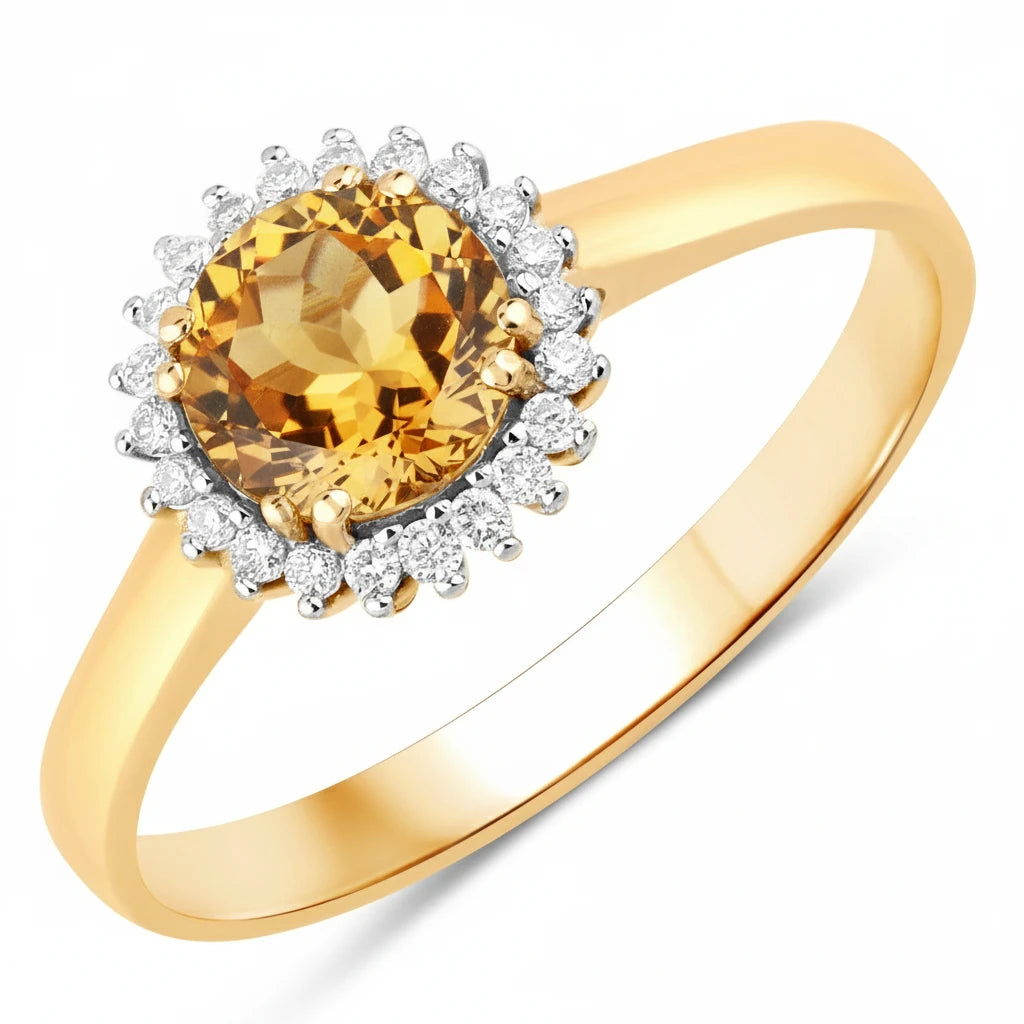 Sunburst Round Cut Diamond Accent Ring