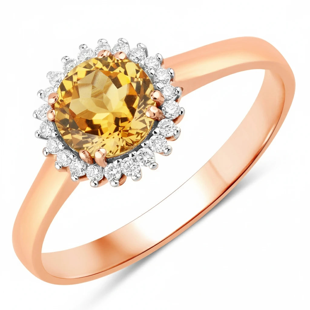 Sunburst Round Cut Diamond Accent Ring