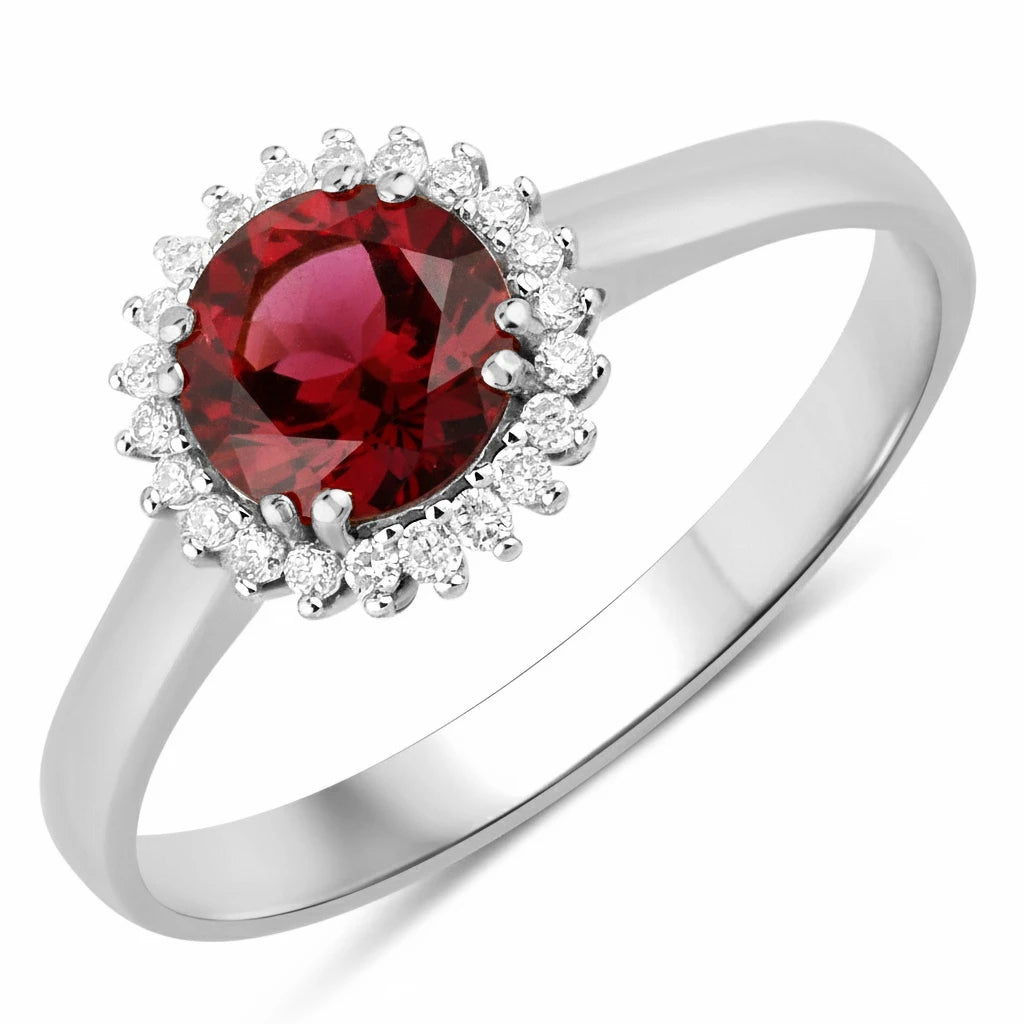 Sunburst Round Cut Diamond Accent Ring