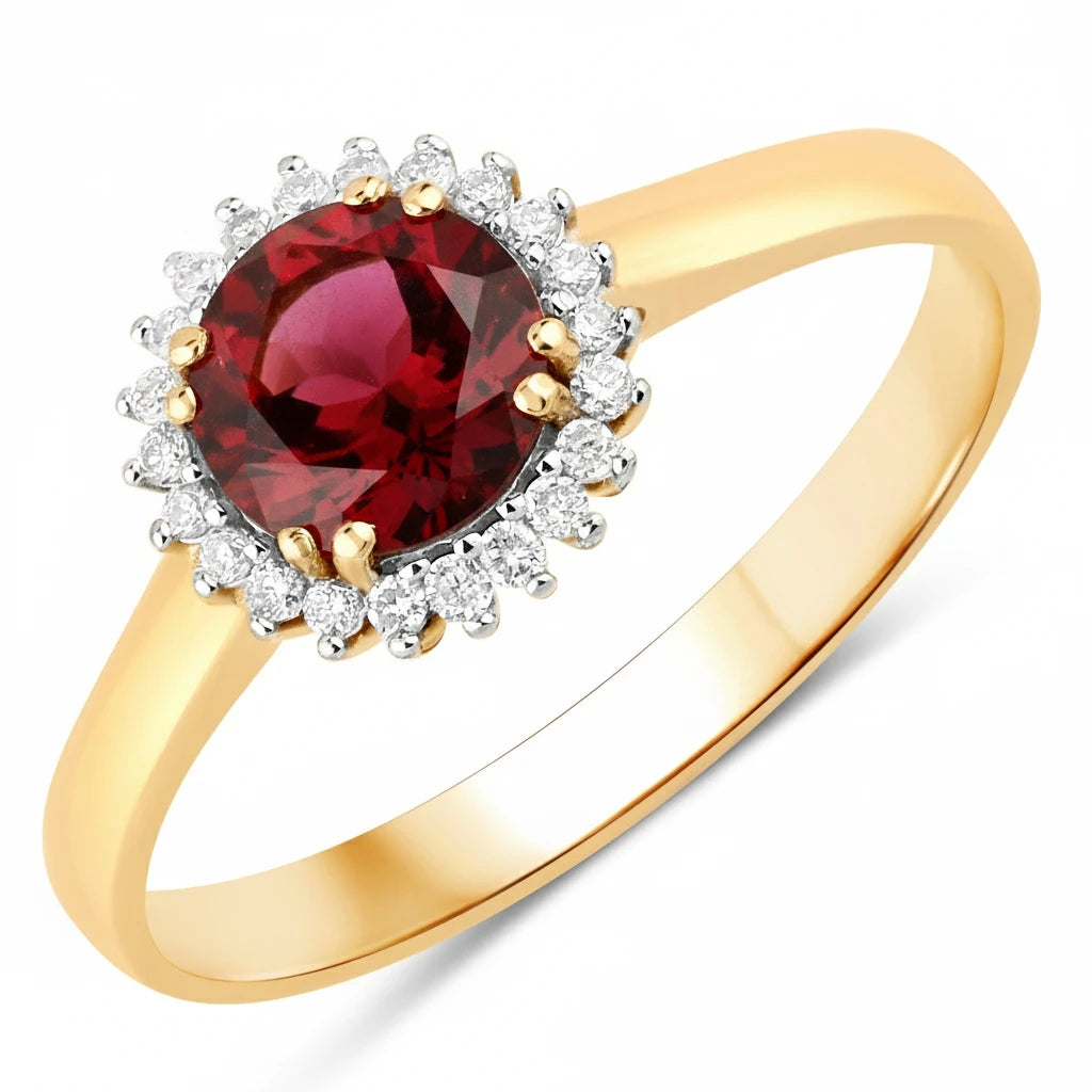 Sunburst Round Cut Diamond Accent Ring