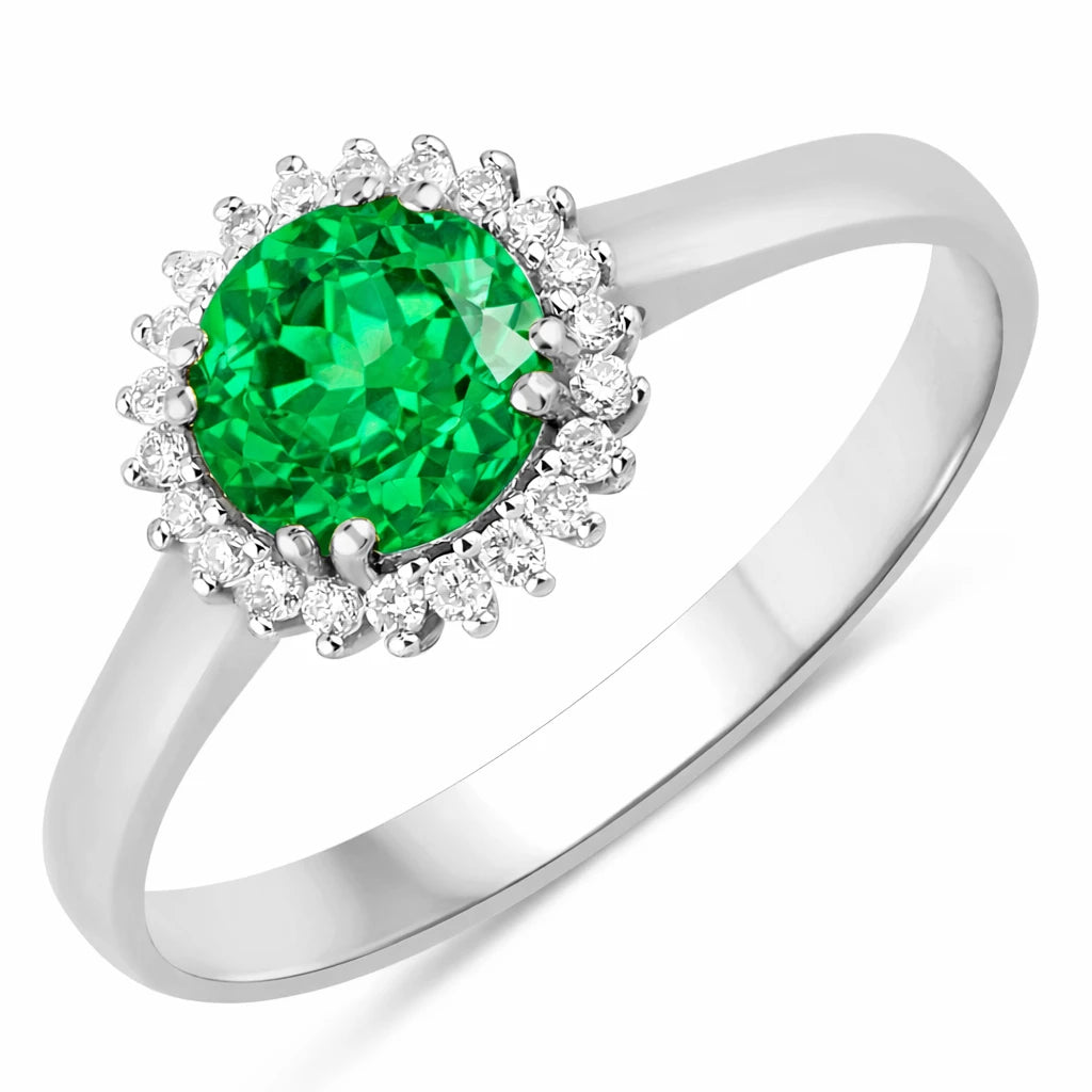 Sunburst Round Cut Diamond Accent Ring