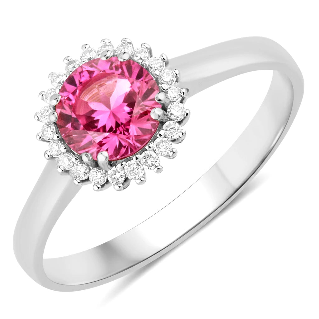 Sunburst Round Cut Diamond Accent Ring