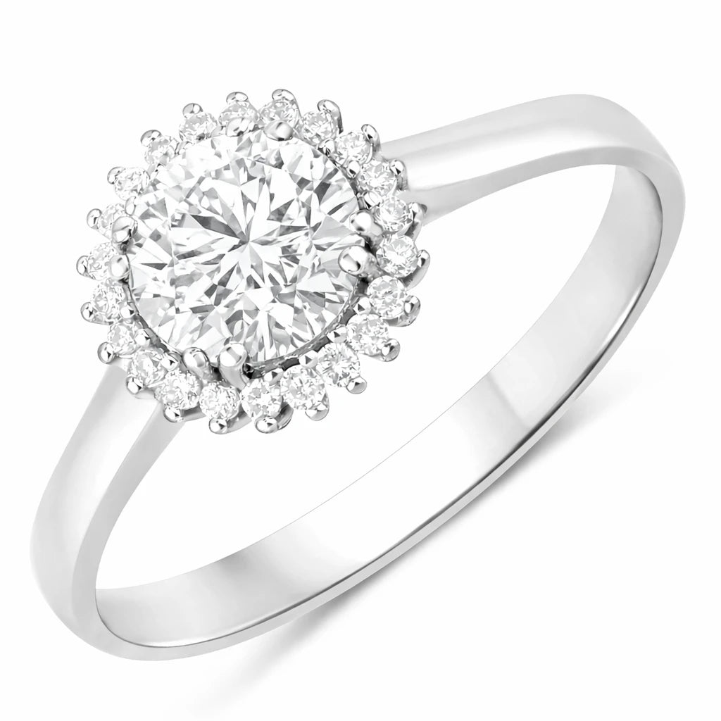 Sunburst Round Cut Diamond Accent Ring