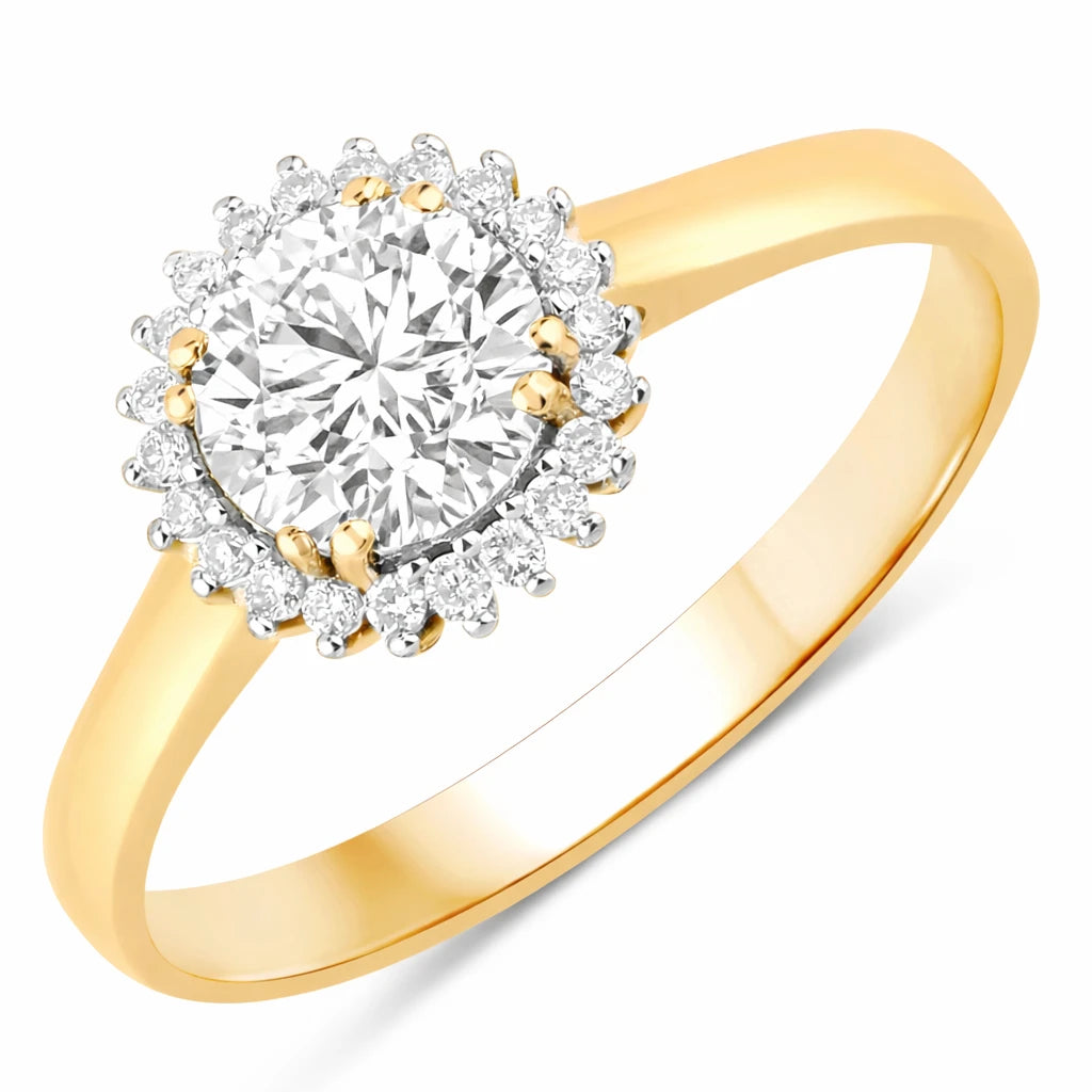 Sunburst Round Cut Diamond Accent Ring