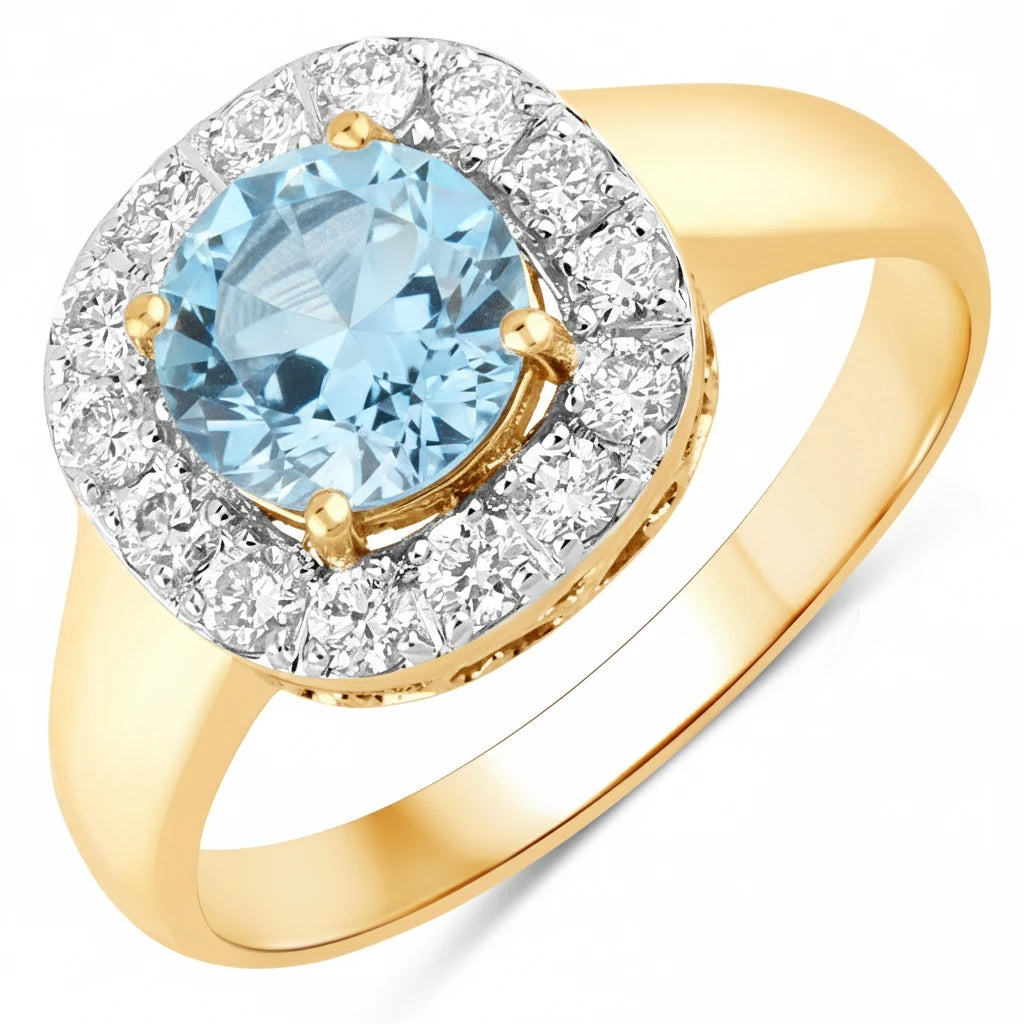 Framed Round Cut Diamond Accent Ring