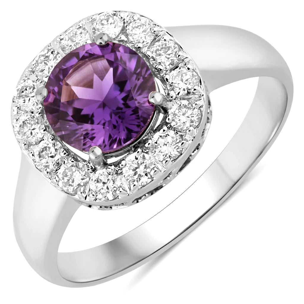 Framed Round Cut Diamond Accent Ring