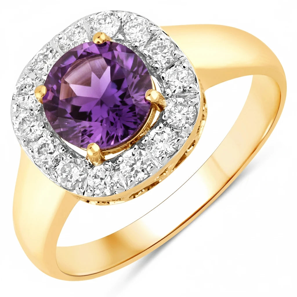Framed Round Cut Diamond Accent Ring