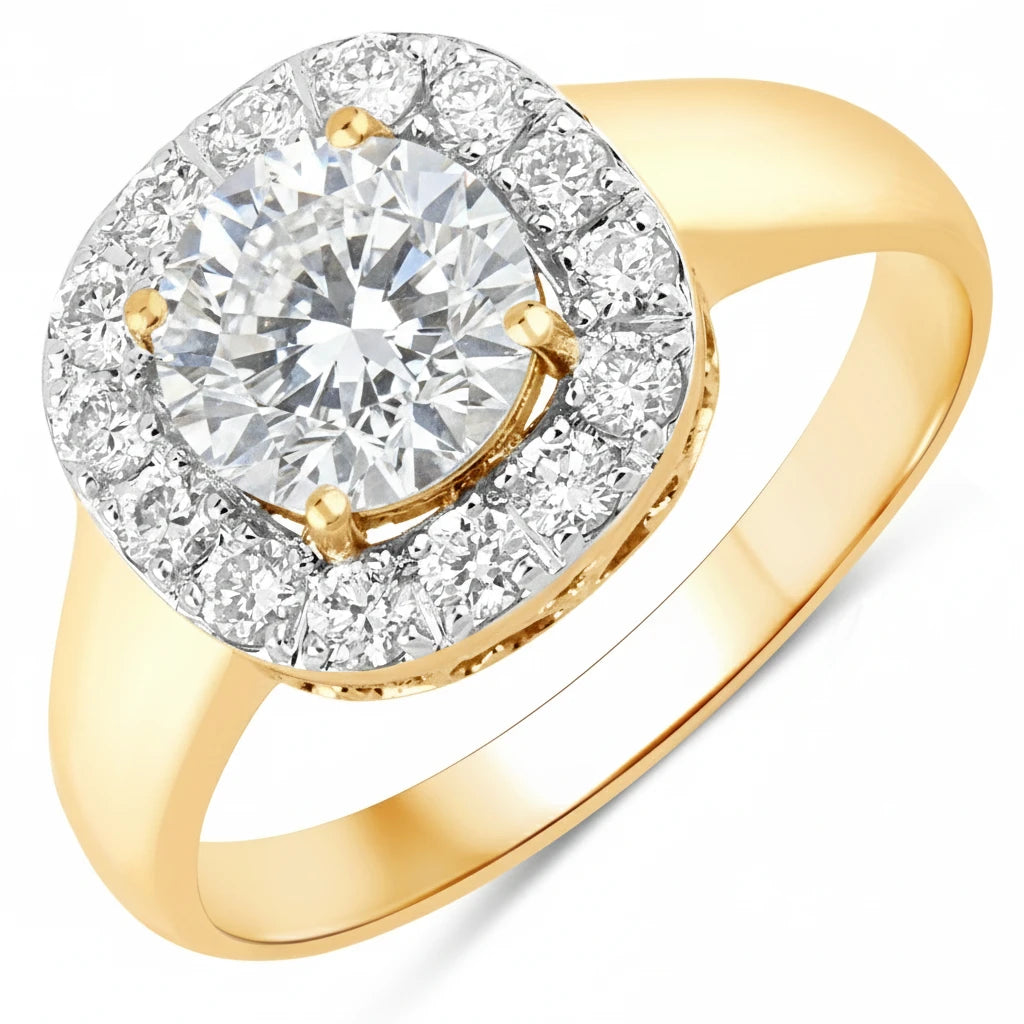 Framed Round Cut Diamond Accent Ring