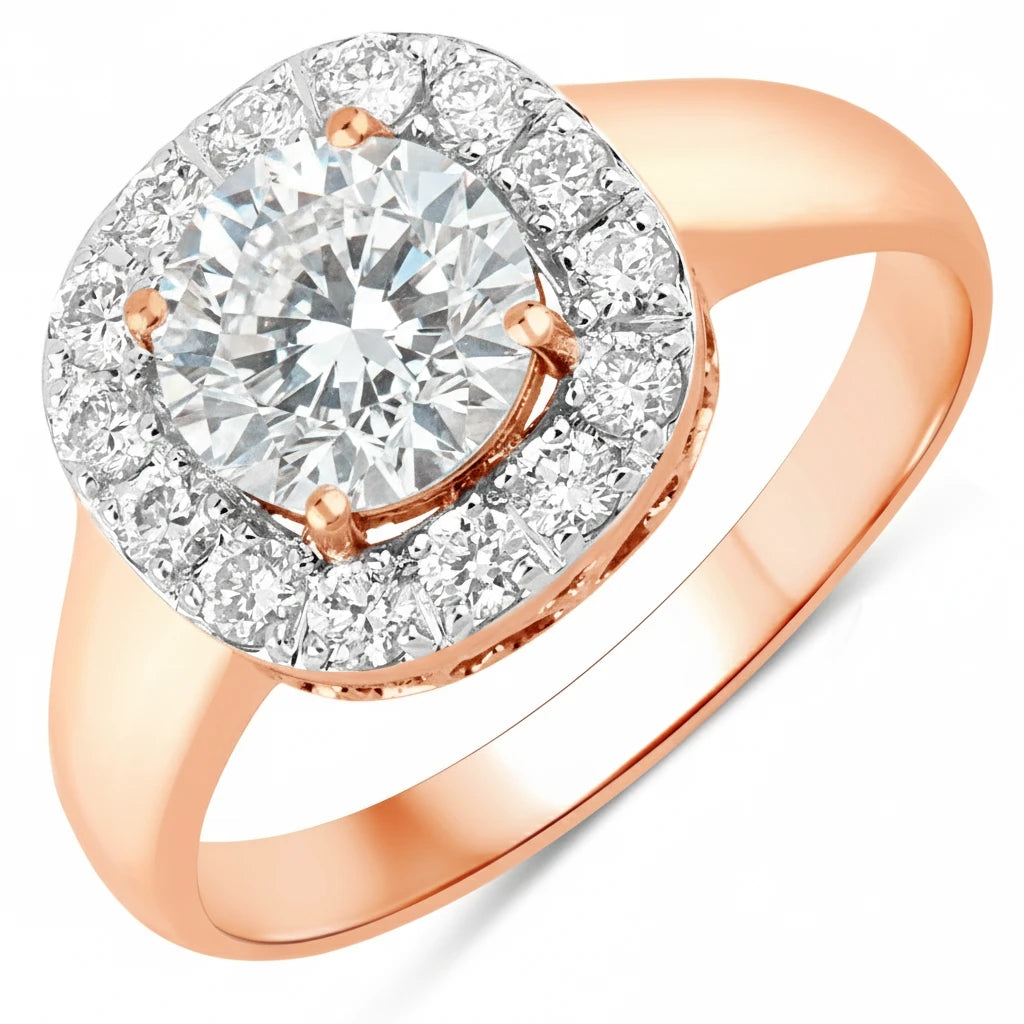 Framed Round Cut Diamond Accent Ring