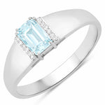 Dainty Emerald Cut Diamond Accent Ring