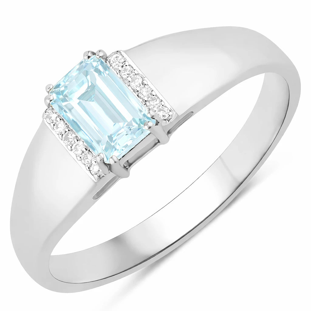 Dainty Emerald Cut Diamond Accent Ring