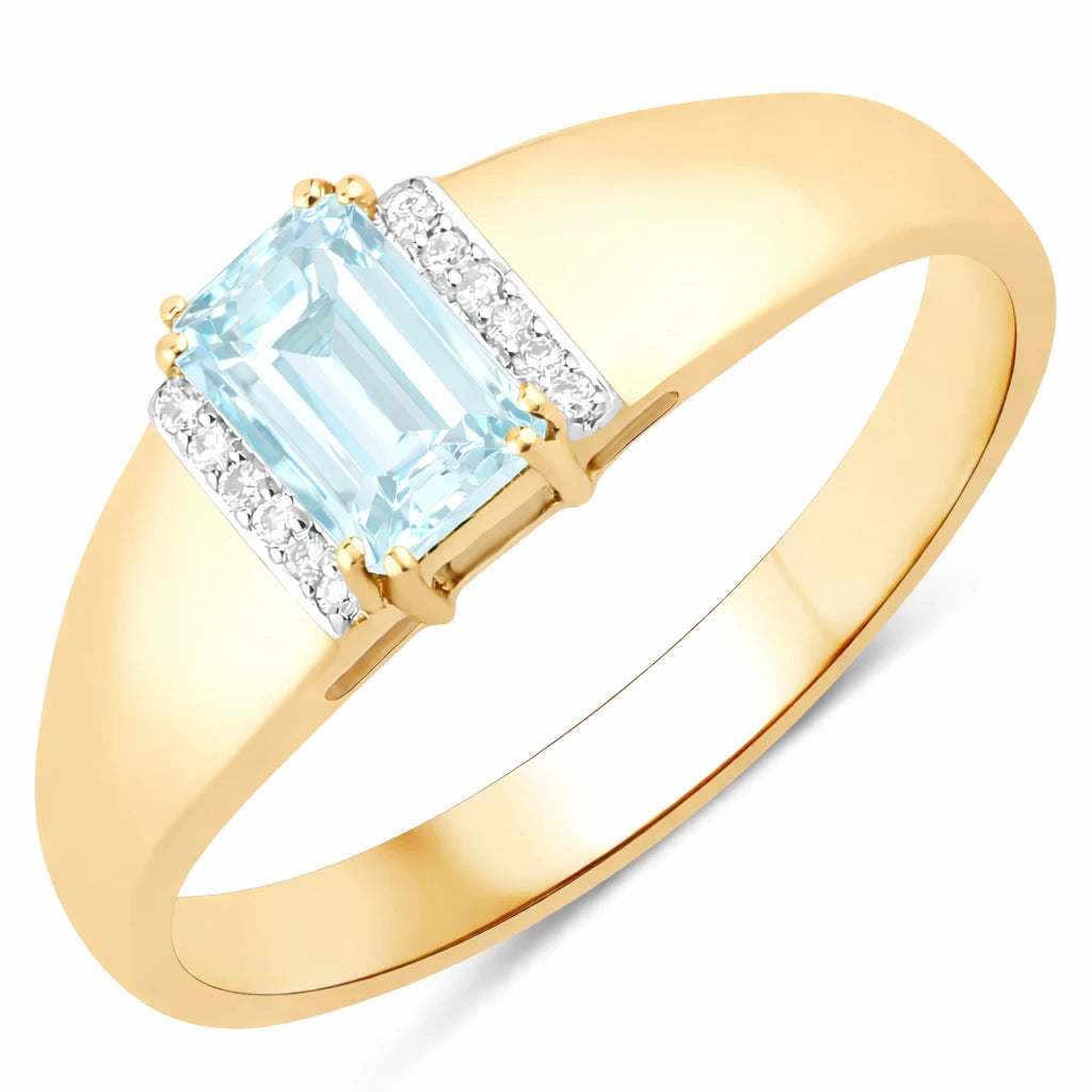 Dainty Emerald Cut Diamond Accent Ring
