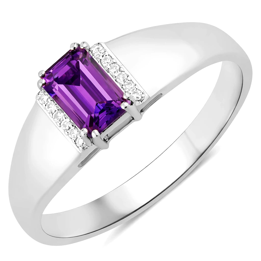 Dainty Emerald Cut Diamond Accent Ring