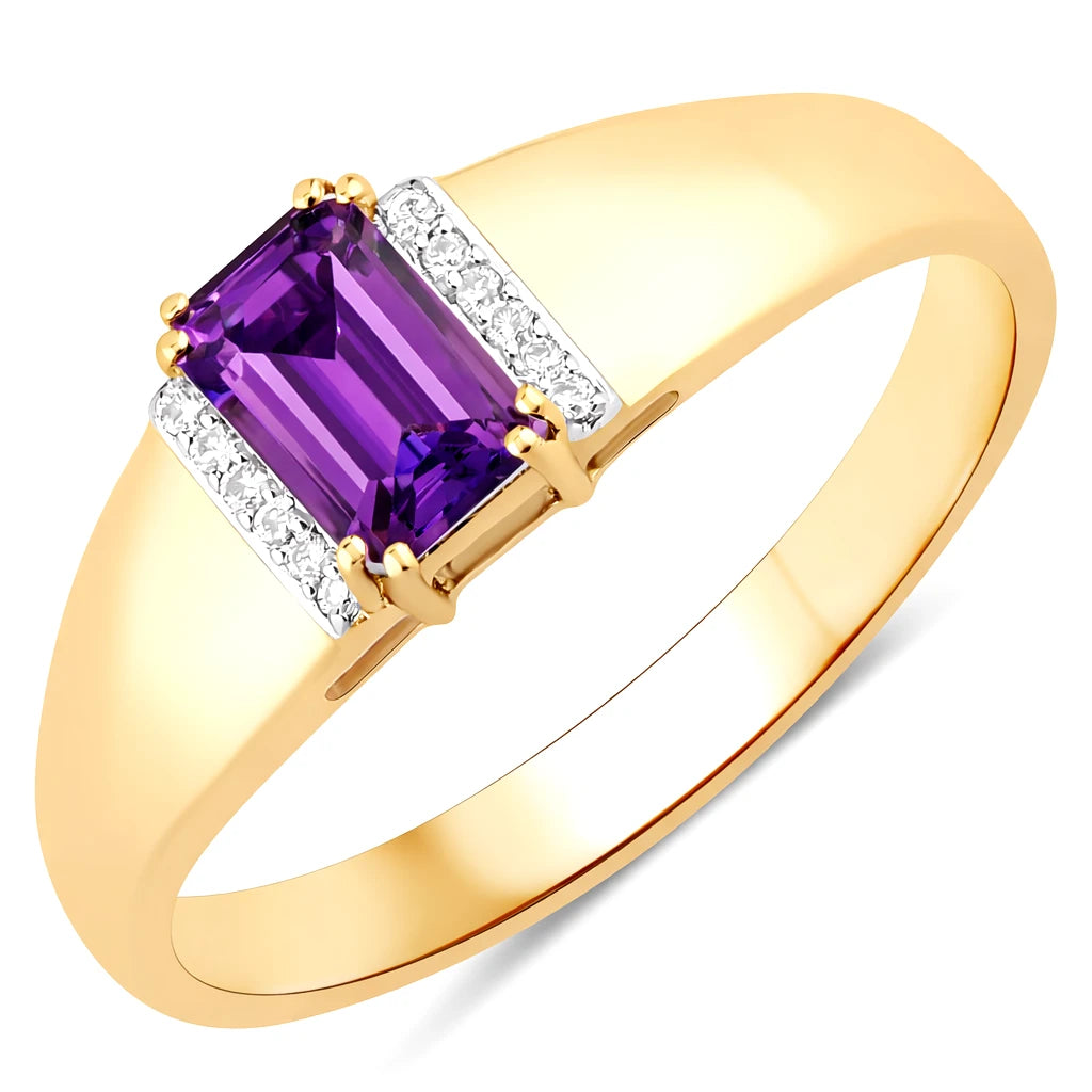 Dainty Emerald Cut Diamond Accent Ring