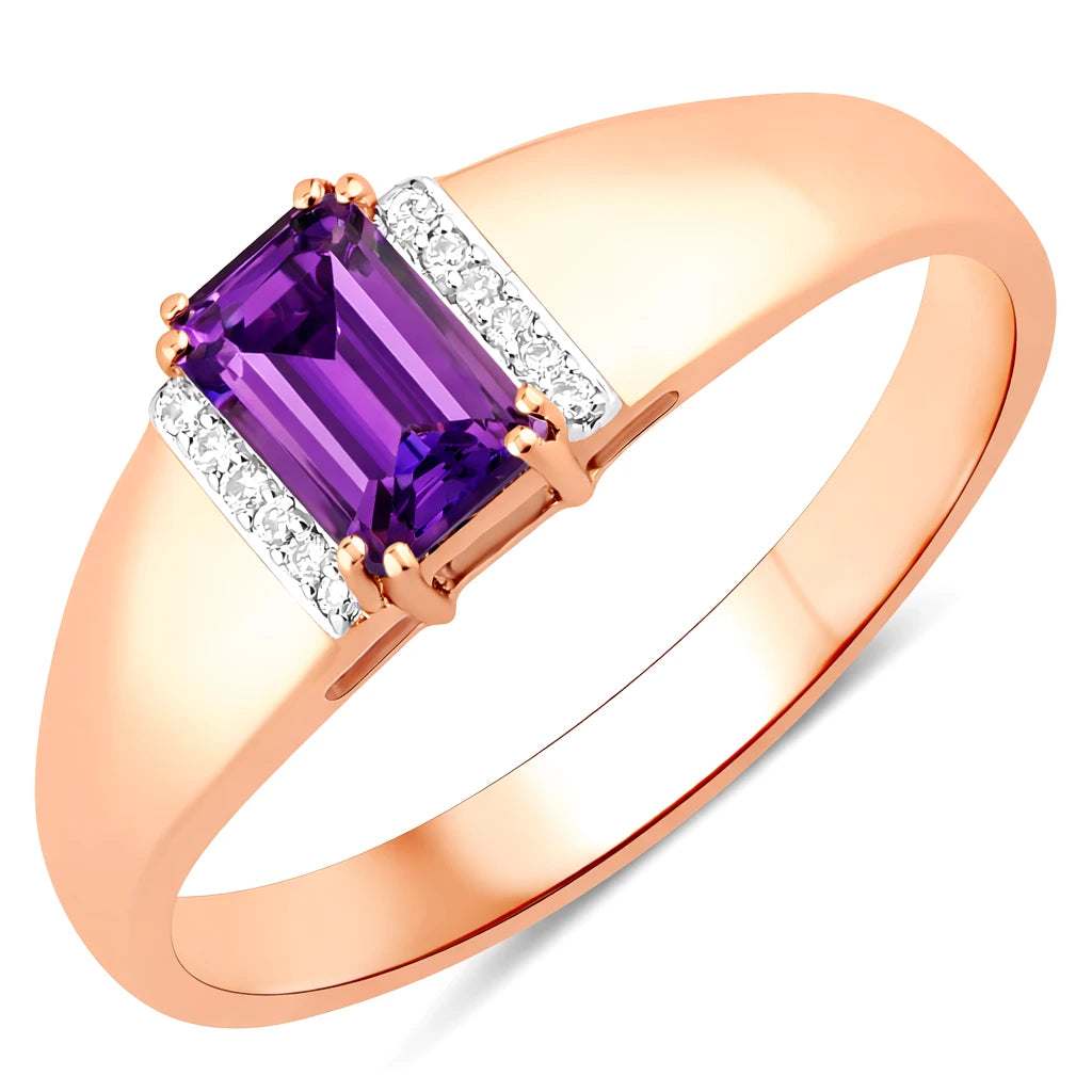 Dainty Emerald Cut Diamond Accent Ring