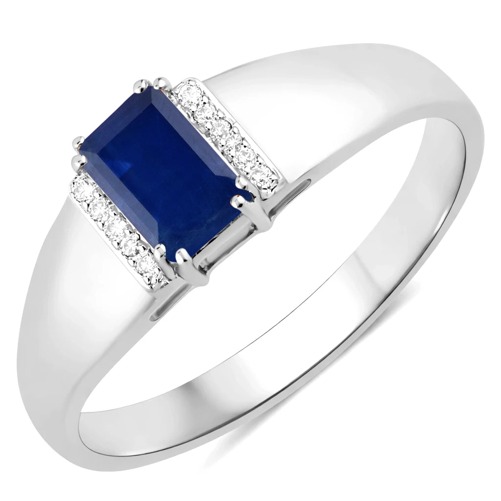 Dainty Emerald Cut Diamond Accent Ring