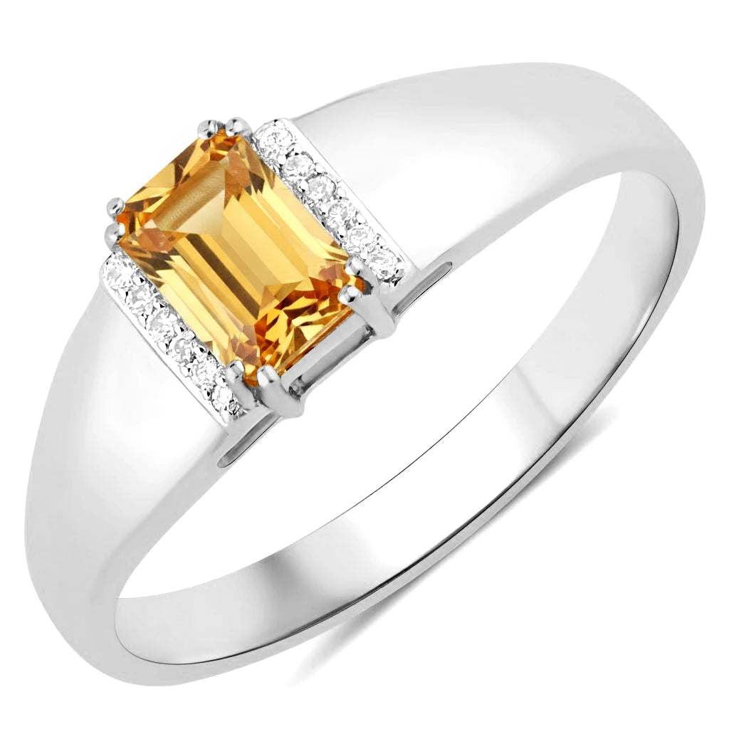 Dainty Emerald Cut Diamond Accent Ring