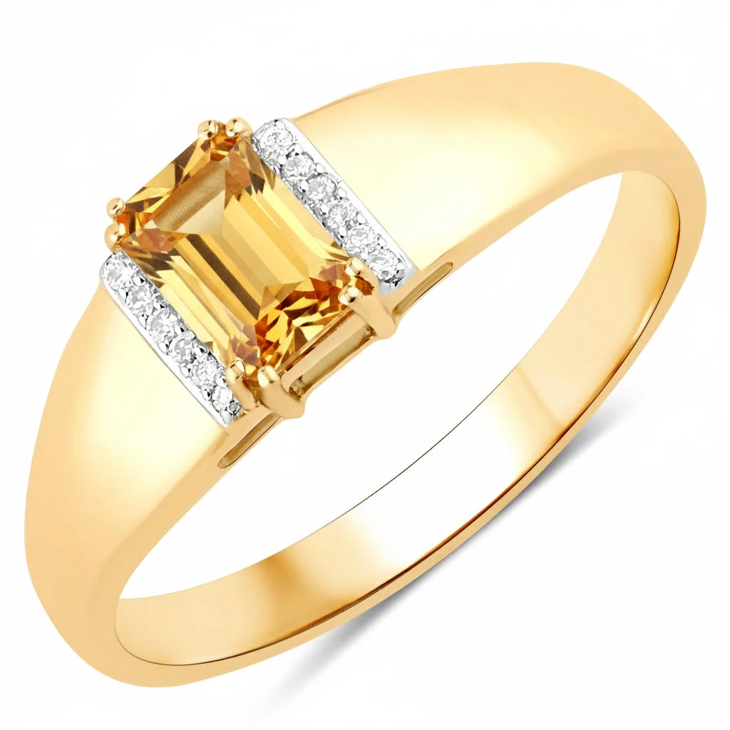 Dainty Emerald Cut Diamond Accent Ring