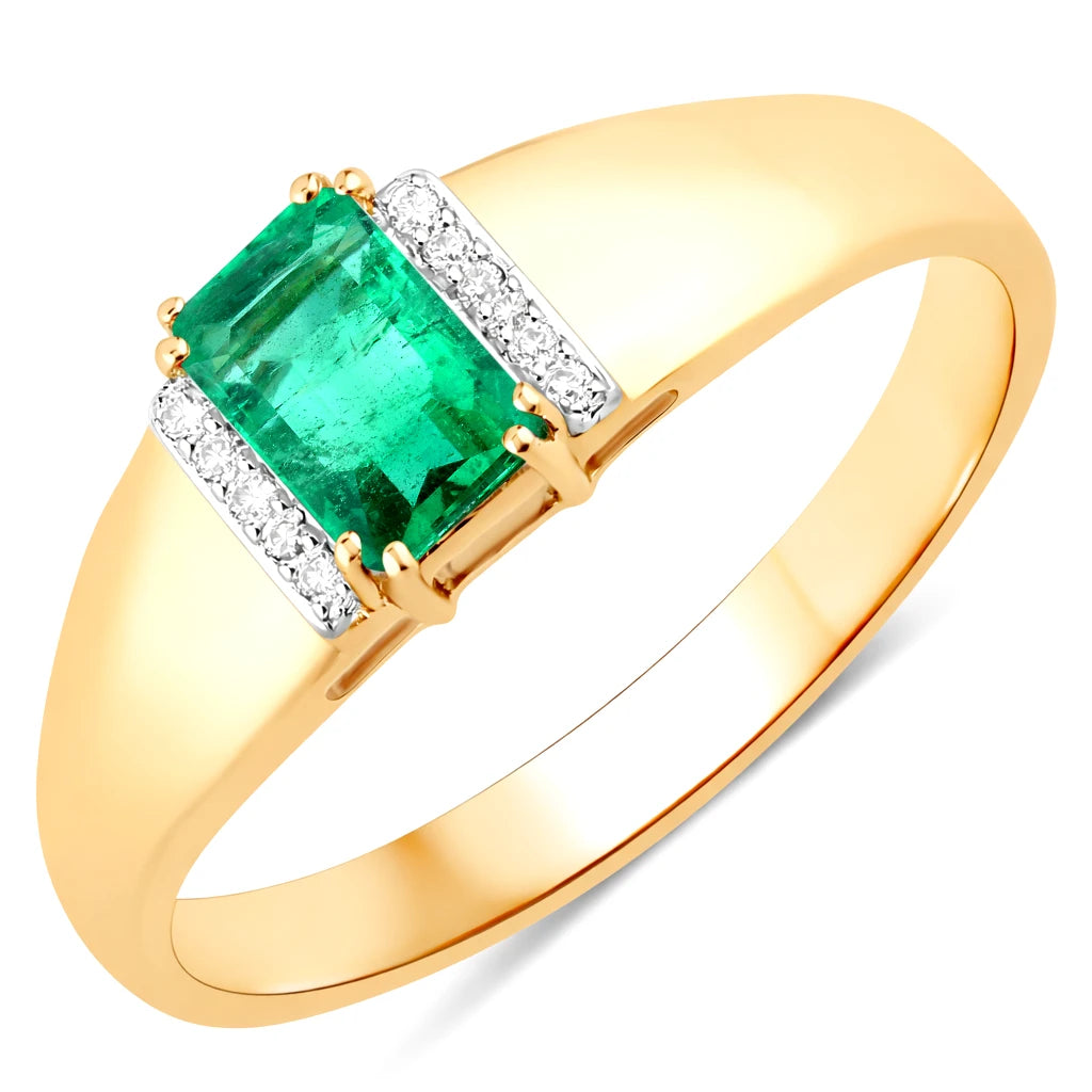 Dainty Emerald Cut Diamond Accent Ring