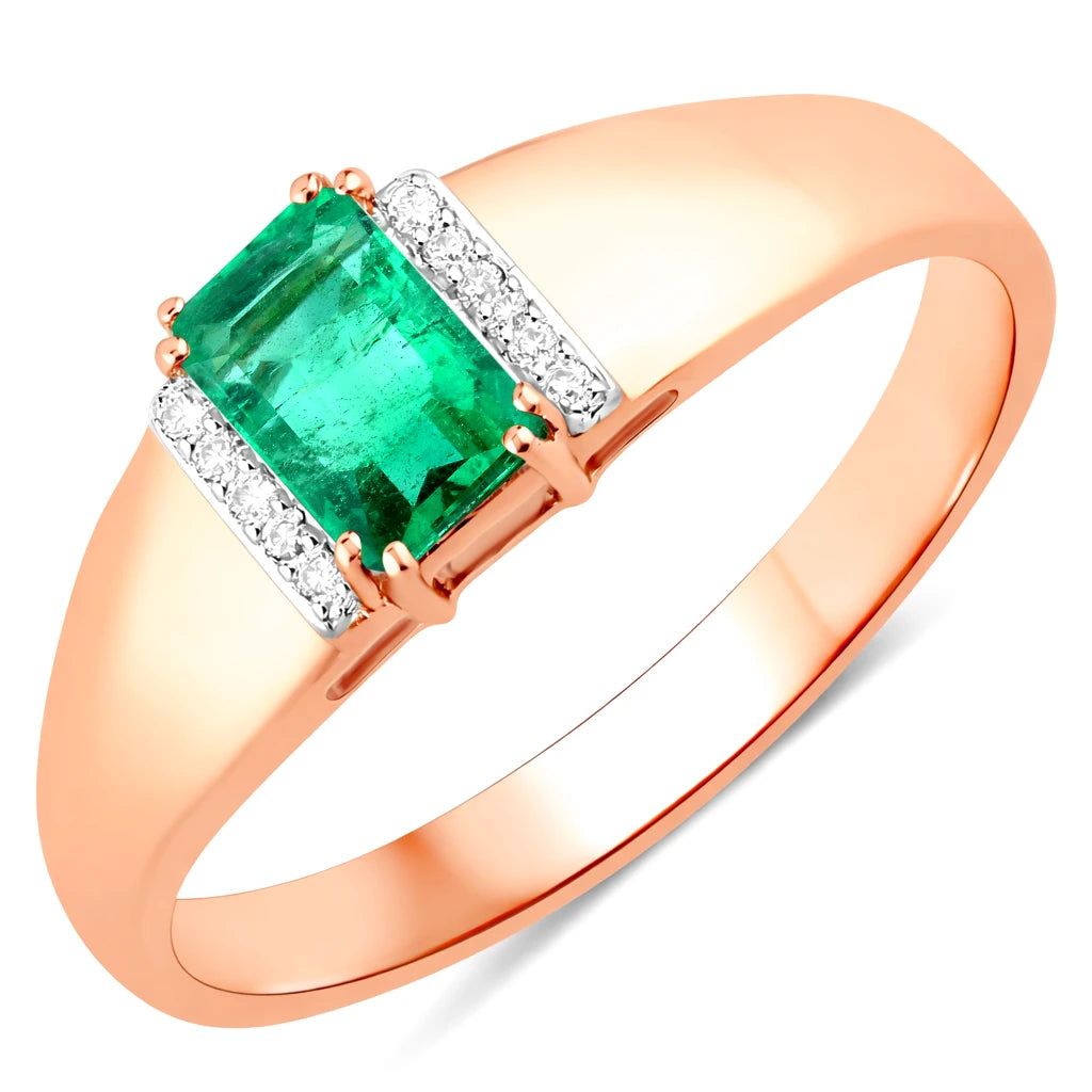 Dainty Emerald Cut Diamond Accent Ring