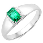 Dainty Emerald Cut Diamond Accent Ring