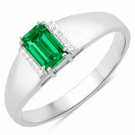 Dainty Emerald Cut Diamond Accent Ring