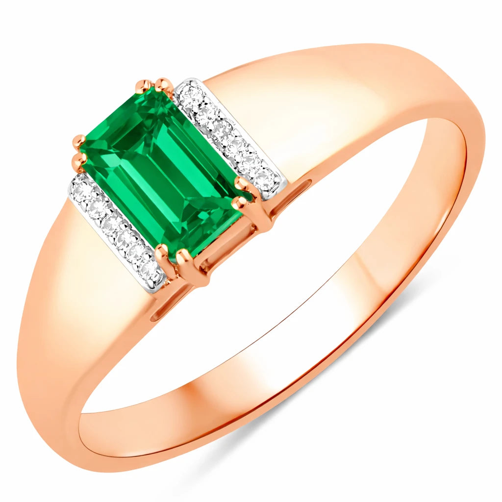 Dainty Emerald Cut Diamond Accent Ring