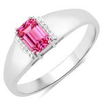 Dainty Emerald Cut Diamond Accent Ring