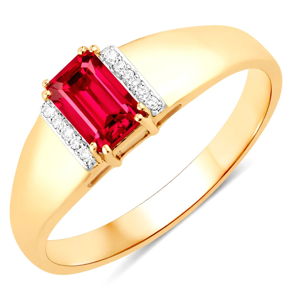 Dainty Emerald Cut Diamond Accent Ring