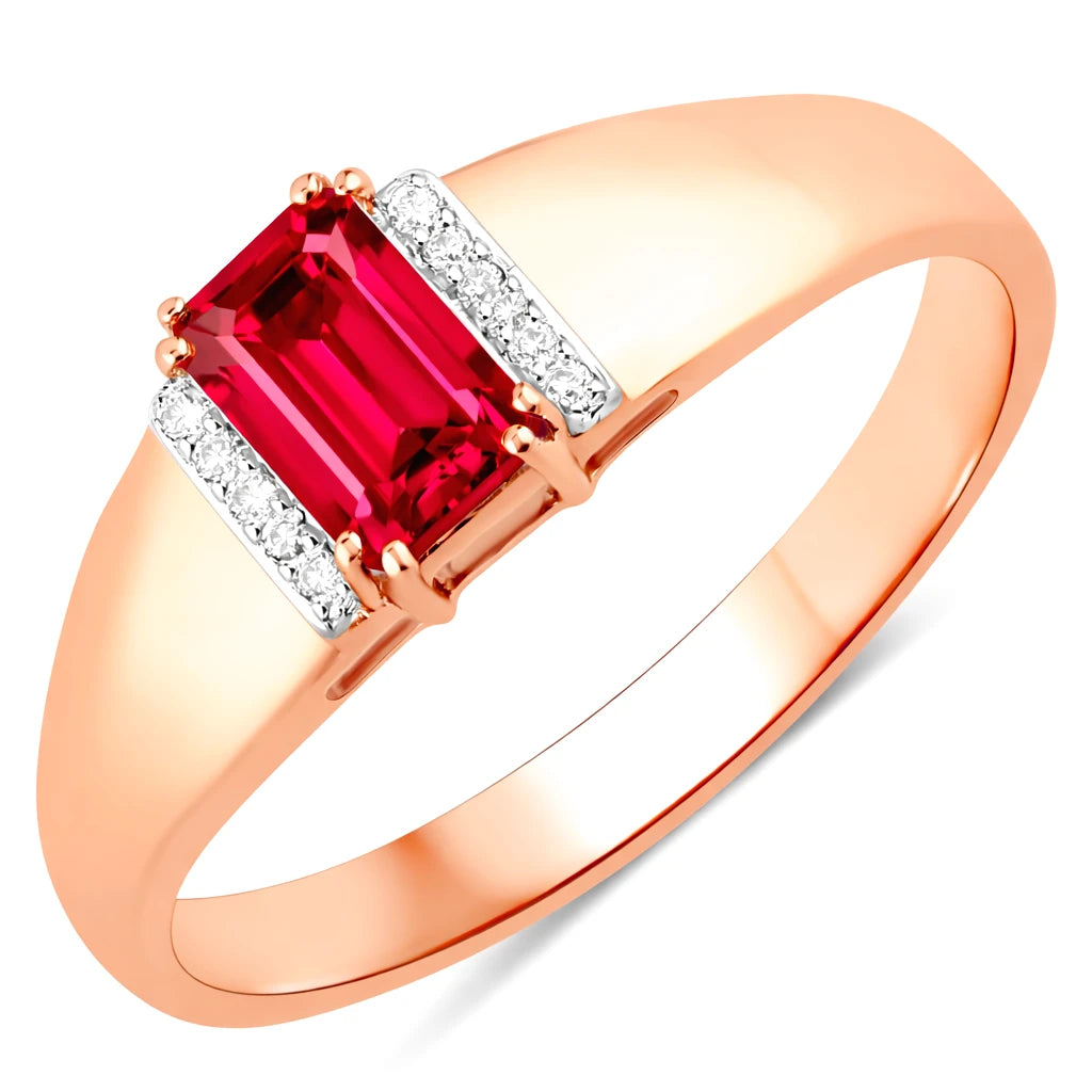 Dainty Emerald Cut Diamond Accent Ring