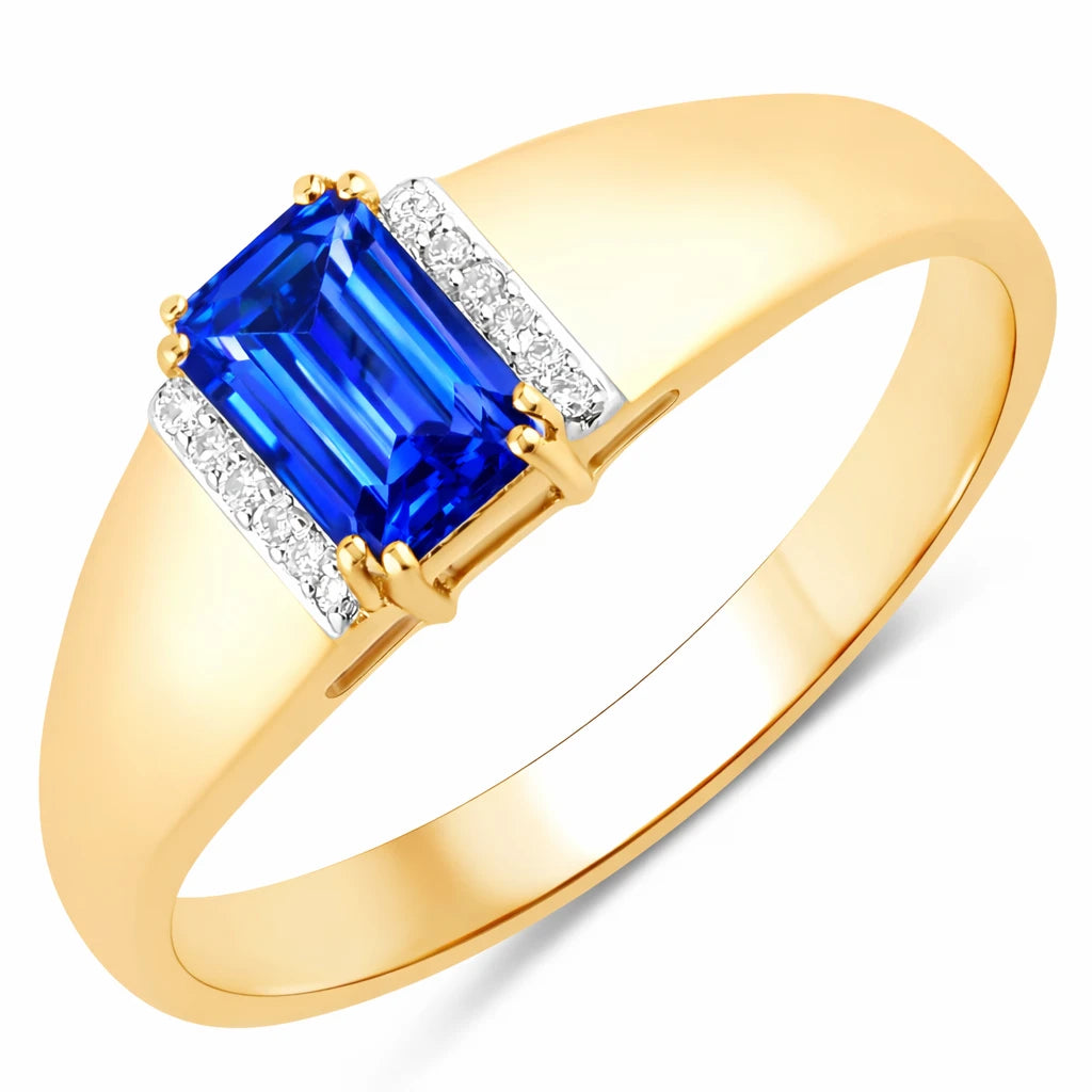 Dainty Emerald Cut Diamond Accent Ring