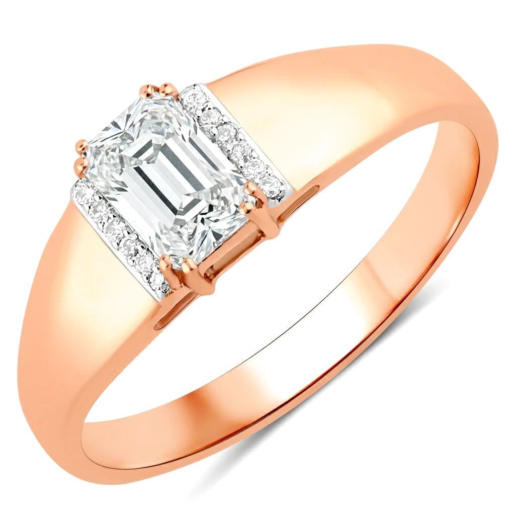 Dainty Emerald Cut Diamond Accent Ring