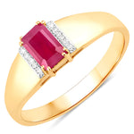 Dainty Emerald Cut Diamond Accent Ring