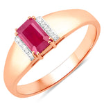 Dainty Emerald Cut Diamond Accent Ring