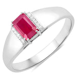 Dainty Emerald Cut Diamond Accent Ring