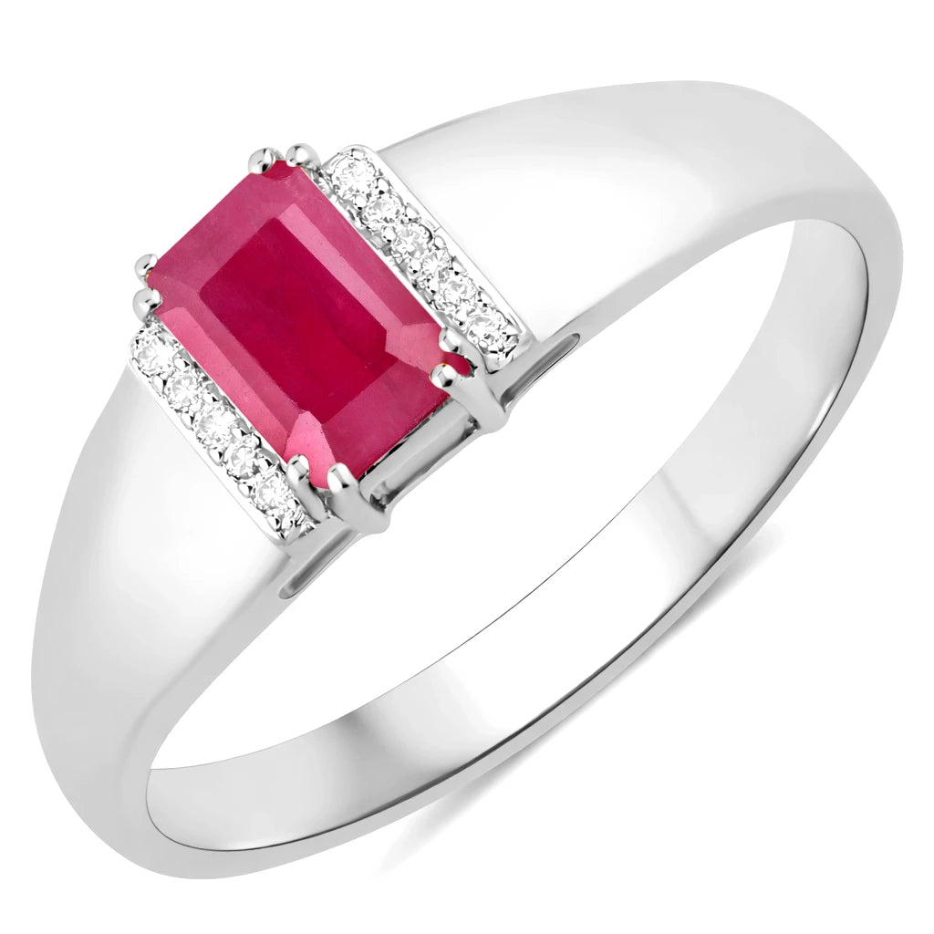 Dainty Emerald Cut Diamond Accent Ring