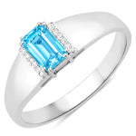 Dainty Emerald Cut Diamond Accent Ring
