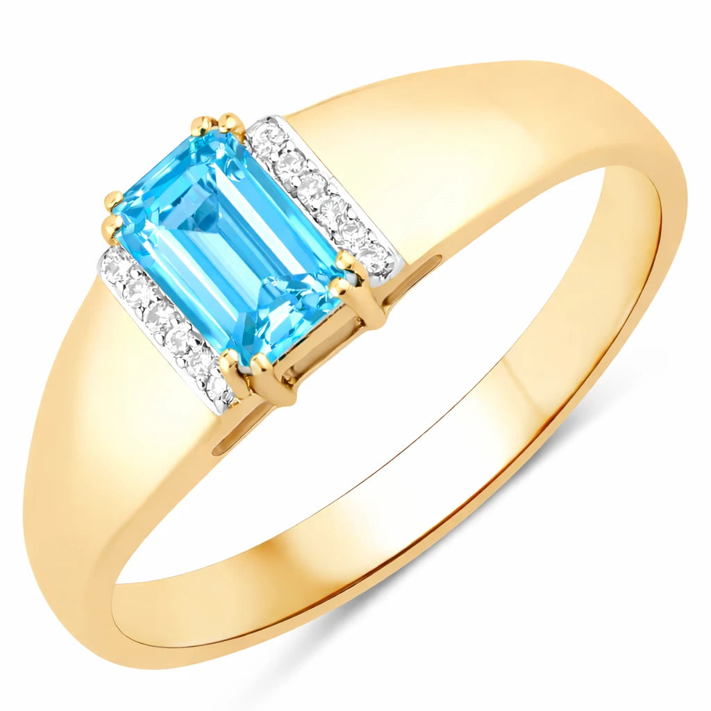Dainty Emerald Cut Diamond Accent Ring