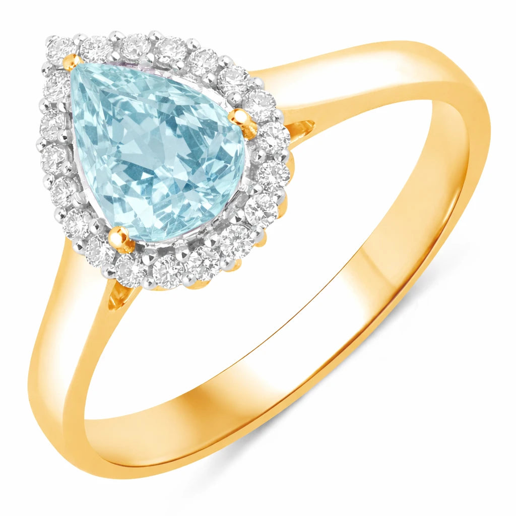 Halo Pear Cut Diamond Accent Ring