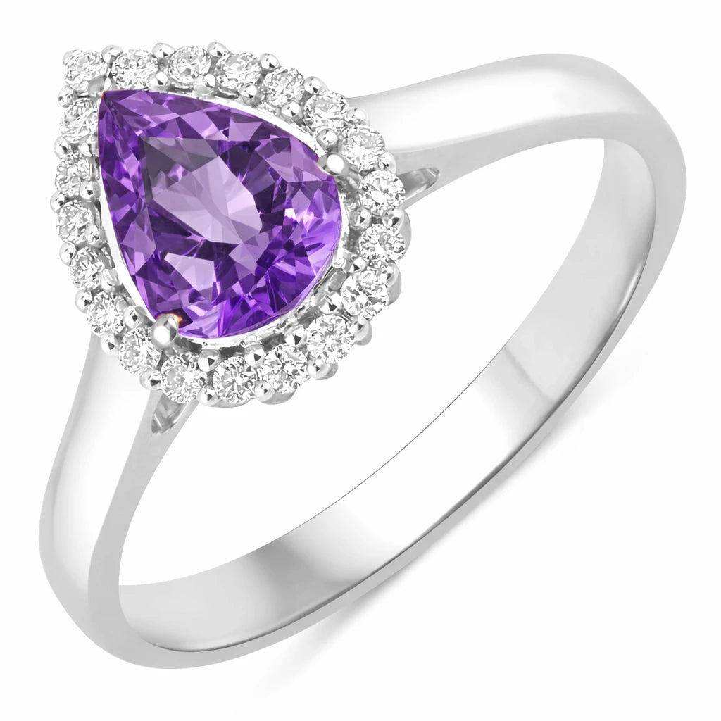 Halo Pear Cut Diamond Accent Ring