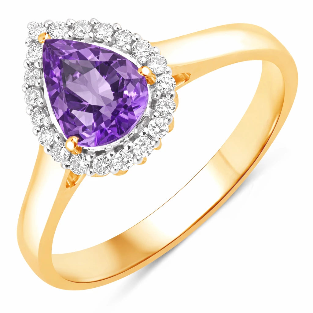 Halo Pear Cut Diamond Accent Ring