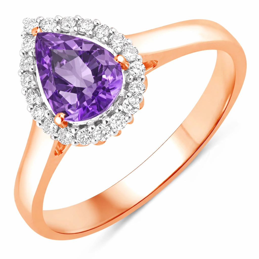 Halo Pear Cut Diamond Accent Ring