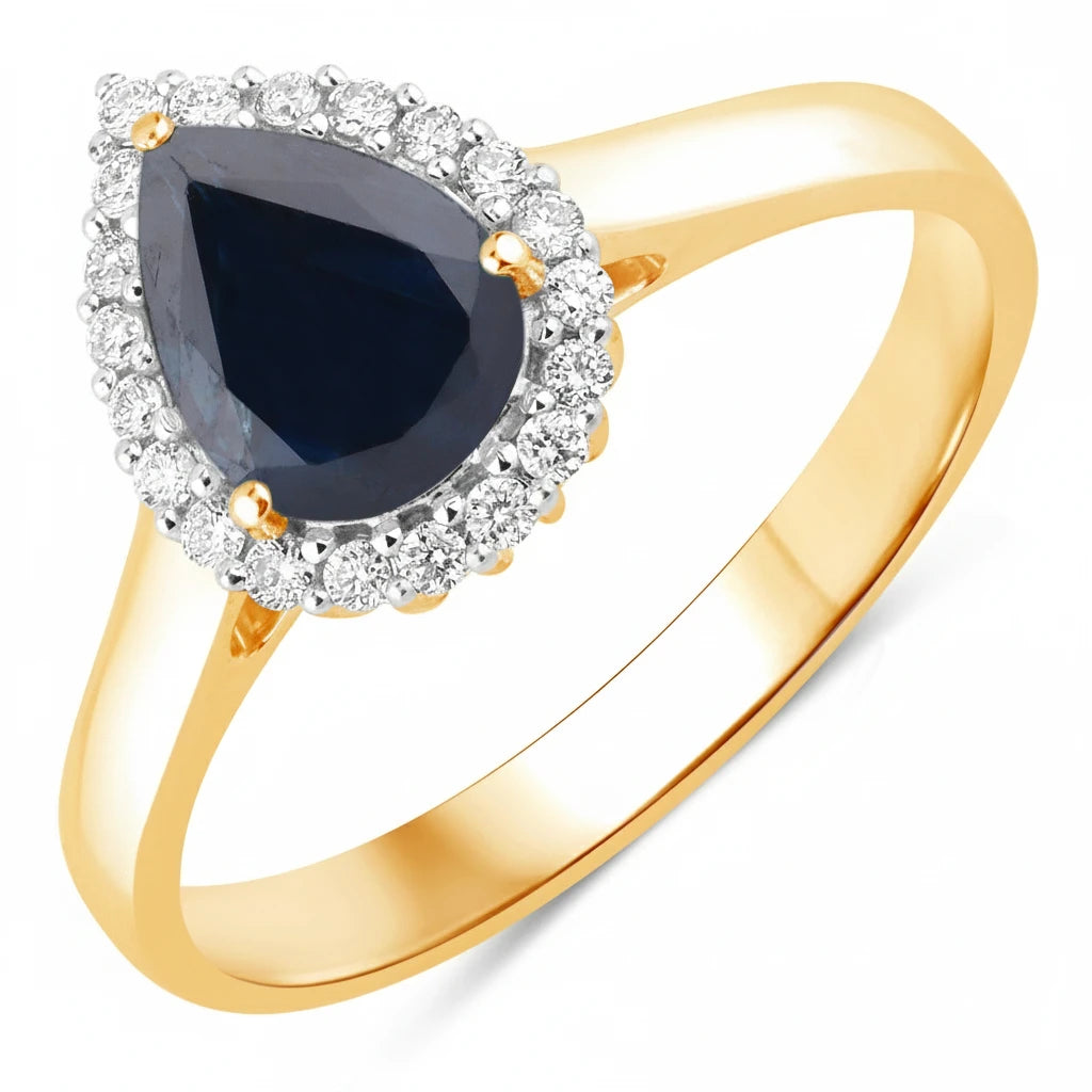 Halo Pear Cut Diamond Accent Ring