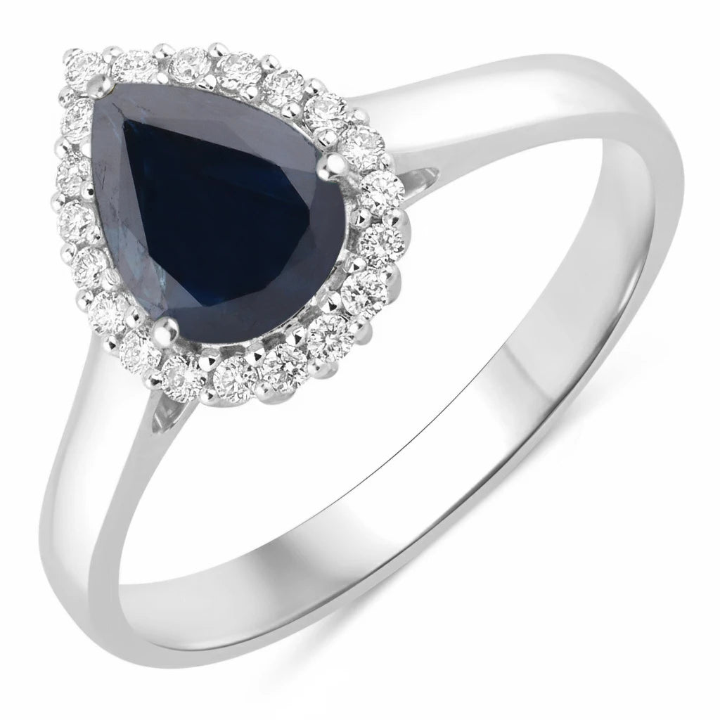 Halo Pear Cut Diamond Accent Ring