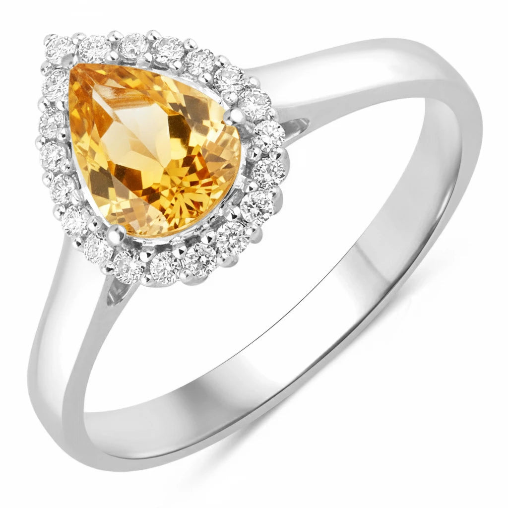 Halo Pear Cut Diamond Accent Ring