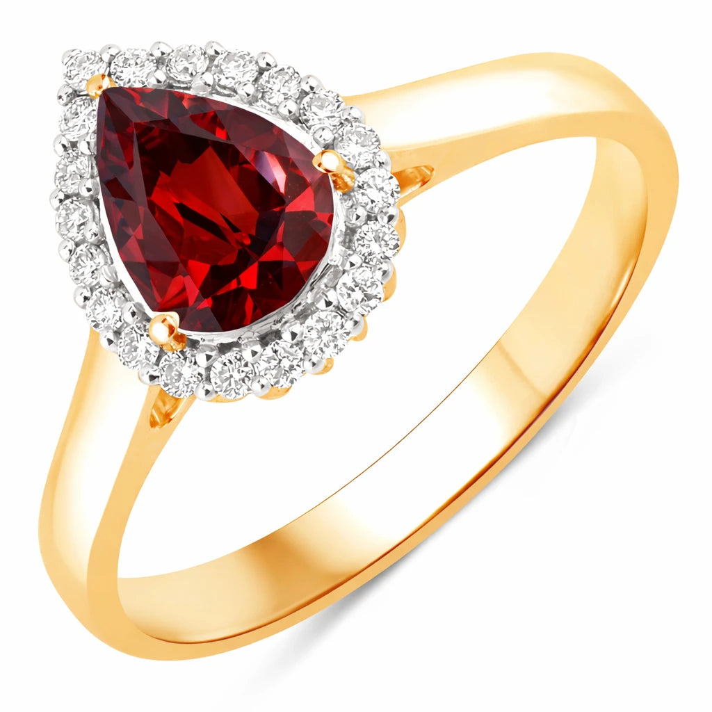 Halo Pear Cut Diamond Accent Ring