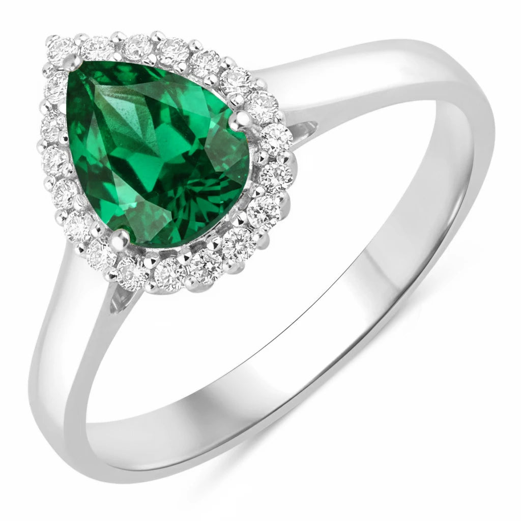 Halo Pear Cut Diamond Accent Ring