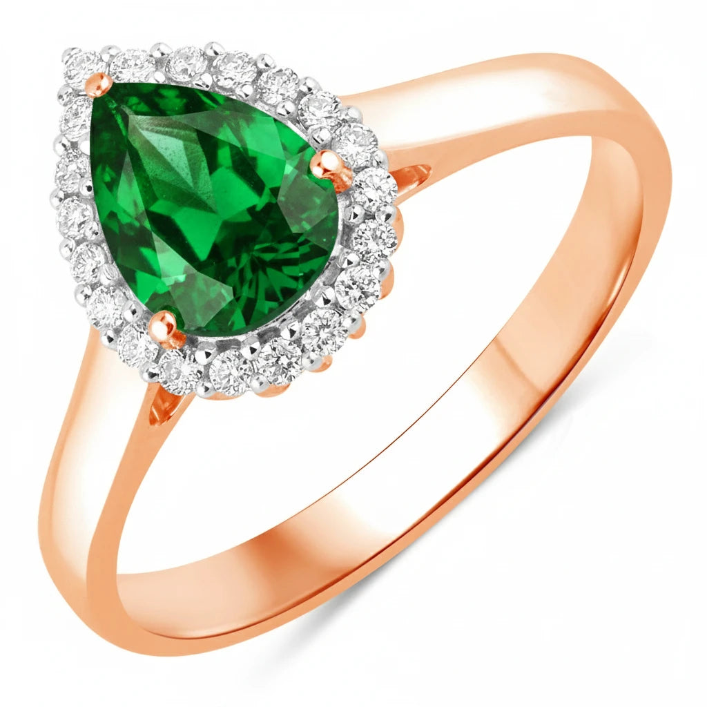 Halo Pear Cut Diamond Accent Ring
