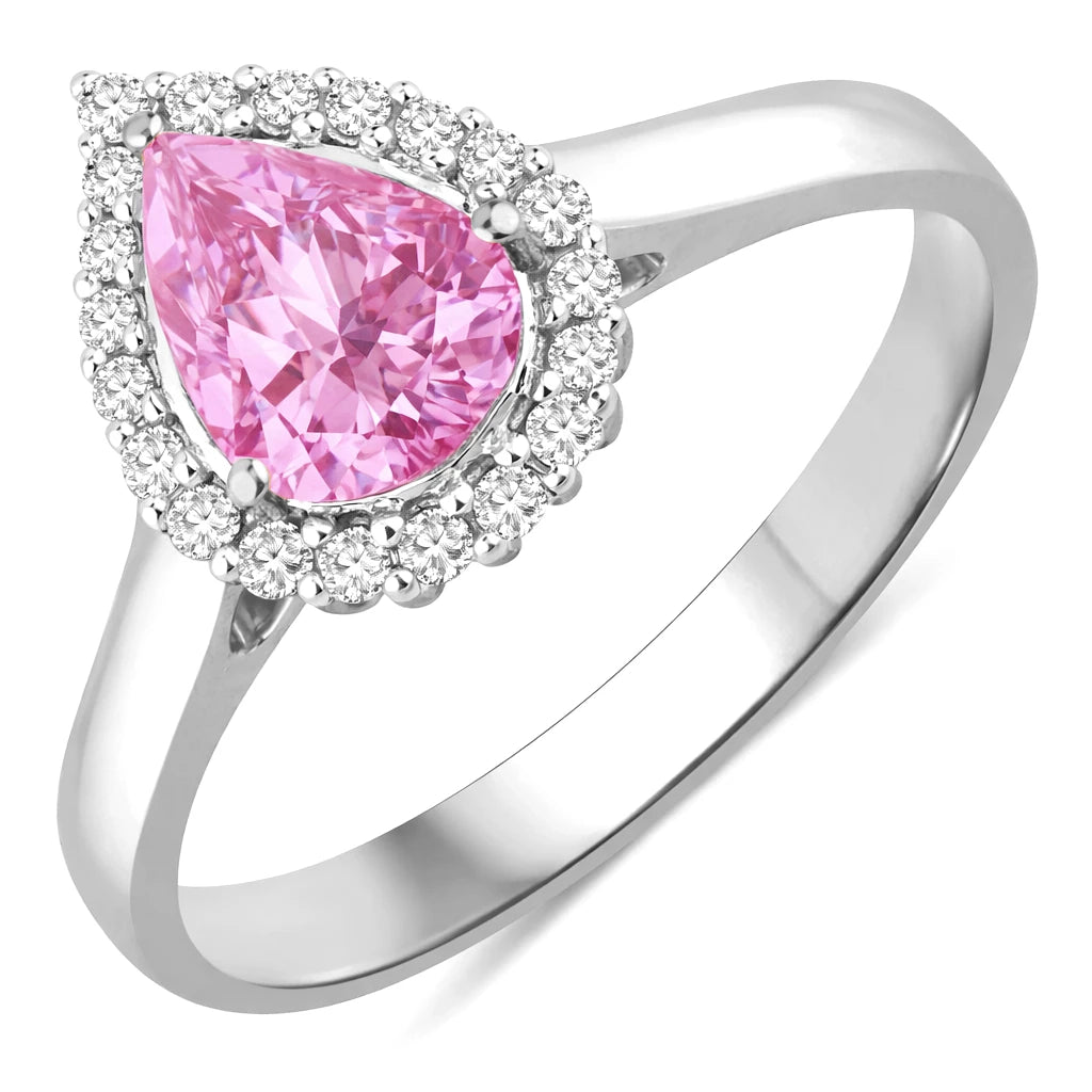 Halo Pear Cut Diamond Accent Ring